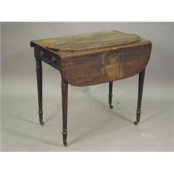 A George III mahogany Pembroke table with crossbanding and satinwood stringing on reeded turned l...