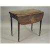 Image 1 : A George III mahogany Pembroke table with crossbanding and satinwood stringing on reeded turned l...