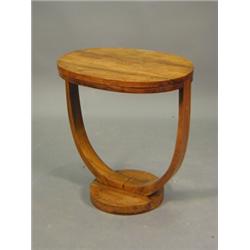 An Art Deco oval olive wood occasional table on a 'U' shaped base, 57cm Est. 150/200...