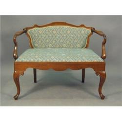 A mahogany two seat settee on carved cabriole legs, 106cm Est. 500/600...
