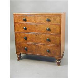 A George III oak chest of drawers on bracket feet (replaced handles), 101.5cm high, 97cm wide, 46...
