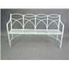 Image 1 : A Regency iron garden seat with an intertwined arched back and slat seat (some damage), 166cm lon...
