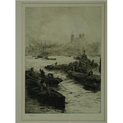 William Lionel Wyllie R.A., R.W.S. (1851-1931), THE TOWER OF LONDON, Etching, signed and insc...