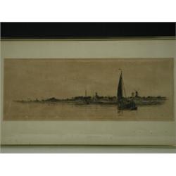 William Lionel Wyllie R.A., R.W.S. (1851-1931), A DUTCH CANAL, Etching, signed in pencil, 16...