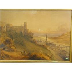 Attributed to Thomas Leesdon Rowbotham, A VIEW OF HEIDELBERG AND THE NECKAR, Watercolour, 64...