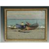 Image 1 : Joseph Milner Kite, BOATS ON A SHORELINE, Signed bottom left, oil on board, 24 x 33cm, Est....