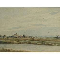Follower of David Cox, A LANDSCAPE WITH A FARM AND WINDMILL, With signature and date 1854, wa...