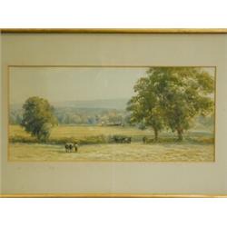 John Varley Jnr., A FARMING LANDSCAPE, Signed and dated '08, watercolour, 18 x 38cm, Est. 1...