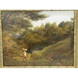John Linnell (1792-1882), 'A SURREY GLADE', Signed, oil on panel, 27 x 34cm Provenance: The c...