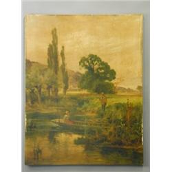 Style of John Horace Hooper, 'A THAMES BACK WATER', Oil on canvas, 92 x 72cm (now signed Yeen...