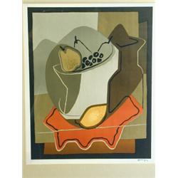After Juan Gris, 'NATURE MORTE AUX FRUITS', Facsimile signature, lithograph, paper label on b...