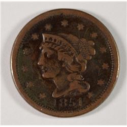 1851 LARGE CENT F/VF