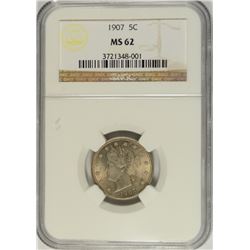 1907 V-NICKEL NGC MS-62