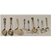 Image 1 : 9 STERLING SILVER SPOONS: SHAKESPEARS HOUSE .6 OZ, SAN ANTONIO .33 OZ,