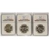 Image 1 : LOT OF ( 3 ) FRANKLIN HALF DOLLARS, NGC MS-64: 1958, 58-D 1959