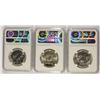 Image 2 : LOT OF ( 3 ) FRANKLIN HALF DOLLARS, NGC MS-64: 1959, 1960-D & 1963
