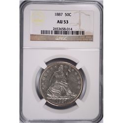 1887 SEATED HALF DOLLAR NGC AU-53