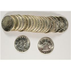 ORIGINAL GEM BU ROLL OF 1963 FRANKLIN HALF DOLLAR