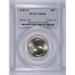 1941-S WASHINGTON QUARTER, PCGS MS-66