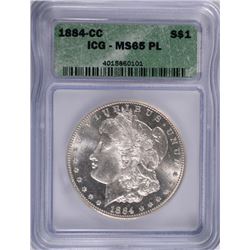 1884-CC MORGAN SILVER DOLLAR, ICG MS-65 PL  BLAST WHITE!