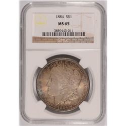 1884 MORGAN SILVER DOLLAR NGC MS 65 COLORFUL TONE