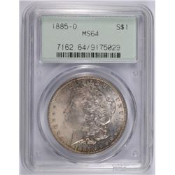 1885-O MORGAN SILVER DOLLAR, PCGS MS-64 OLD GREEN HOLDER