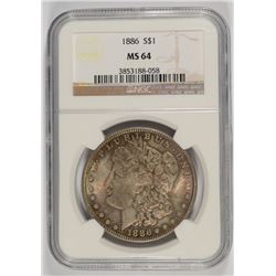 1886 MORGAN DOLLAR NGC MS-64 NICE COLOR