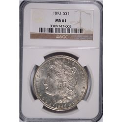 1893 MORGAN DOLLAR NGC MS-61