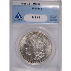 1921-D MORGAN DOLLAR ANACS MS-62