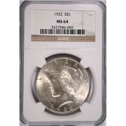 1922 PEACE DOLLAR NGC MS-64