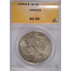 1935-S PEACE DOLLAR ANACS AU-55