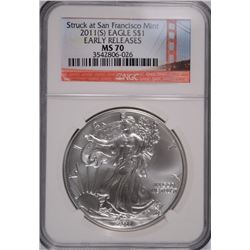 2011 (S) SILVER AMERICAN EAGLE NGC MS-70