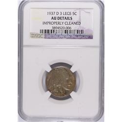 1937-D (3-LEGGED) BUFFALO NICKEL NGC AU DETAILS