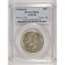 1939-D ARKANSAS COMMEN HALF DOLLAR PCGS MS-62