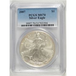 2007 AMERICAN SILVER EAGLE, PCGS MS-70 PERFECT!