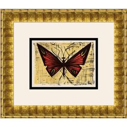 Bernard Buffet Lithograph Red and Yellow Butterfly Framed