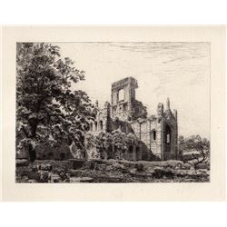 Toussaint Original Kirkstall Abbey 1882 Etching