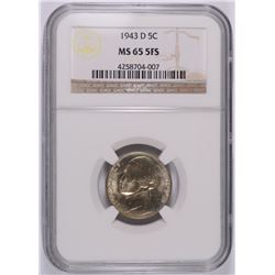 1943-D SILVER JEFFERSON NICKEL, NGC  MS-65 5 FULL STEPS
