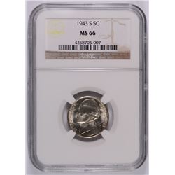 1943-S SILVER JEFFERSON NICKEL, NGC MS-66