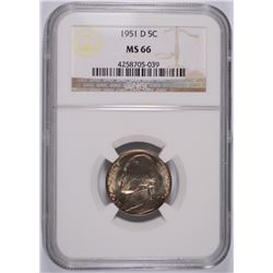 1951-D JEFFERSON NICKEL, NGC MS-66