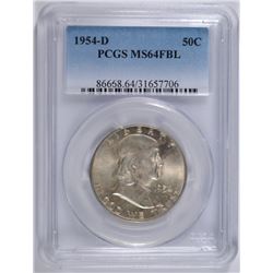 1954-D FRANKLIN HALF DOLLAR, PCGS MS-64 FBL