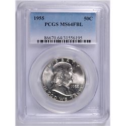 1955 FRANKLIN HALF DOLLAR, PCGS MS-64 FBL