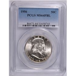 1956 FRANKLIN HALF DOLLAR, PCGS MS-64 FBL