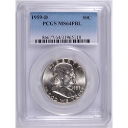 1959-D FRANKLIN HALF DOLLAR, PCGS MS-64 FBL