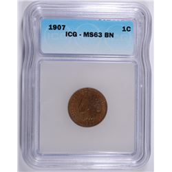1907 INDIAN CENT ICG MS-63 BN