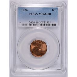 1936 LINCOLN CENT PCGS MS-66 RD