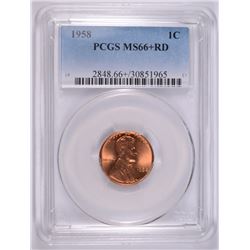1958 LINCOLN CENT PCGS MS-66+ RED
