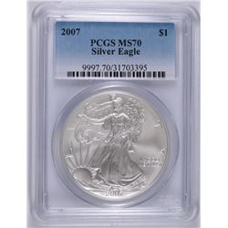 2007 AMERICAN SILVER EAGLE, PCGS MS-70! PERFECT!