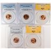 Image 1 : 5 GRADED LINCOLN CENTS; 1945 1C LINCOLN ANACS MS64 RED, 1957-D 1C LINCOLN ANACS