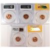 Image 2 : 5 GRADED LINCOLN CENTS; 1945 1C LINCOLN ANACS MS64 RED, 1957-D 1C LINCOLN ANACS
